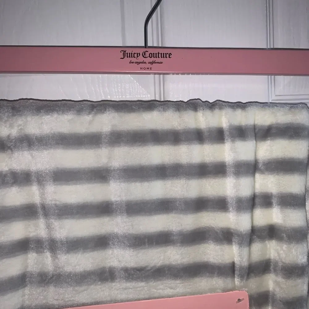 NWT Juicy Couture Striped Logo Throw Blanket